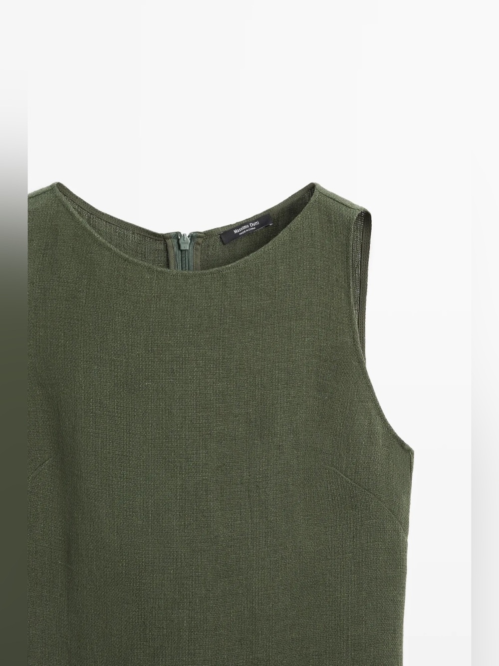 Massimo Dutti Linen Olive Green Sleeveless Maxi Dress - Picture 9 of 9
